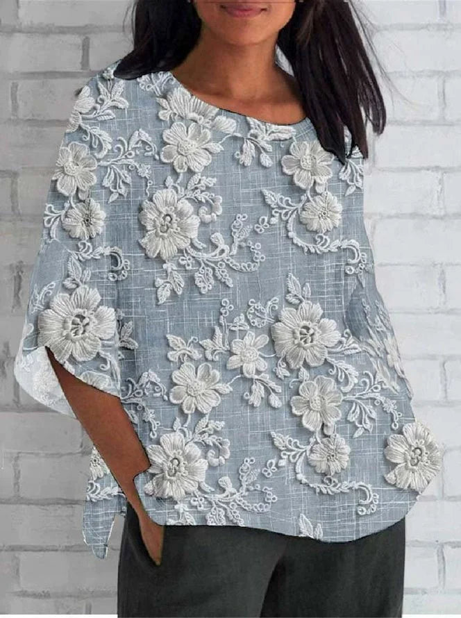 Floral Lace Embroidery Blouse