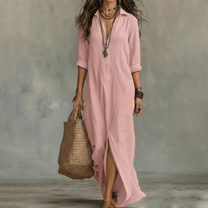 flowy shirt dress women White Colorful Shirt Dress Xysaqa Women's Summer Button-Down Maxi Dresses, Casual Tie Cotton Linen Shirt