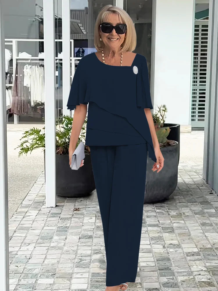 Cape Top and Trouser Two-Piece Set