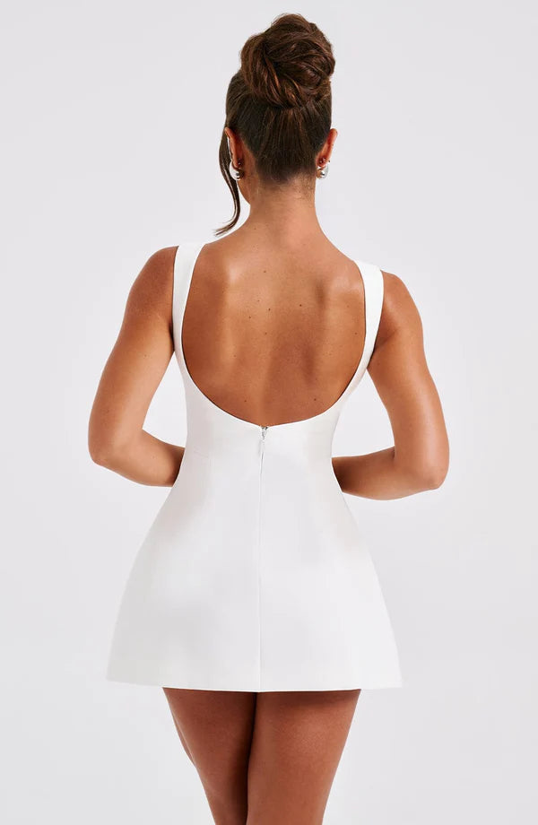 Boat Neck Bubble Mini Dress