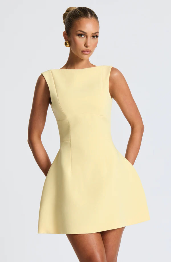 Boat Neck Bubble Mini Dress