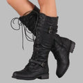 Lace-Up Knee-High Combat Boots
