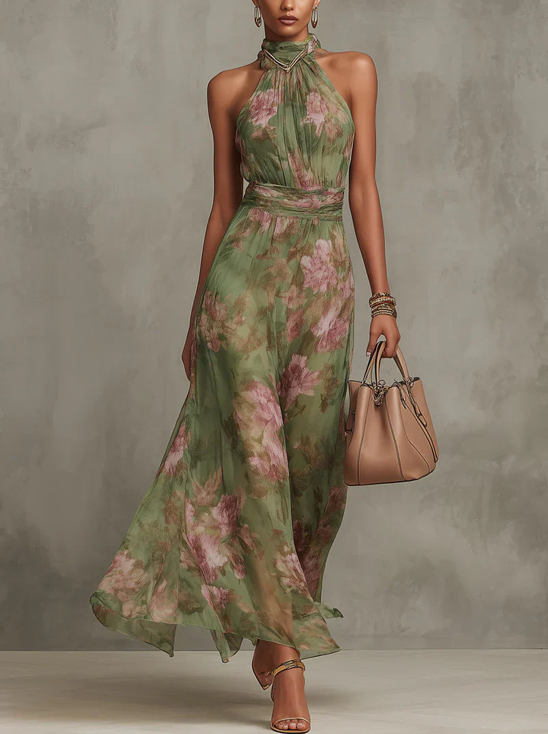 Floral Halter Neck Maxi