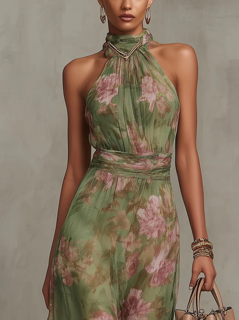 Floral Halter Neck Maxi