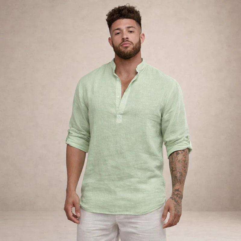 Men's Stand Collar Long Sleeve Shirt