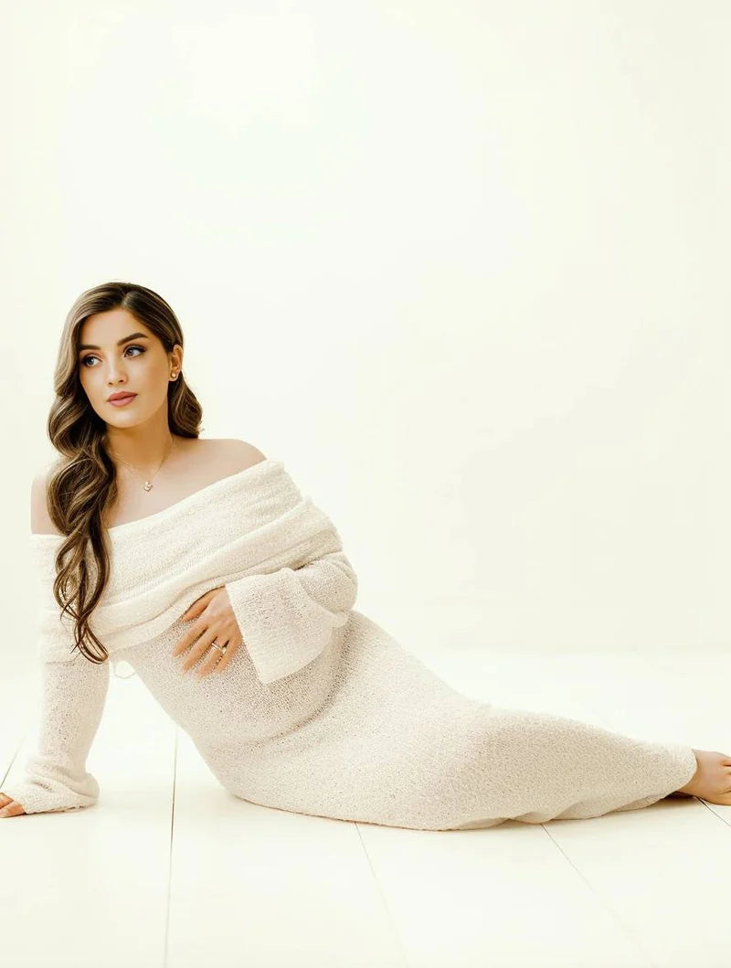 Women's Off Shoulder Long Sleeve Maternity Dress
