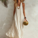 Cream White Sleeveless Maxi Dress