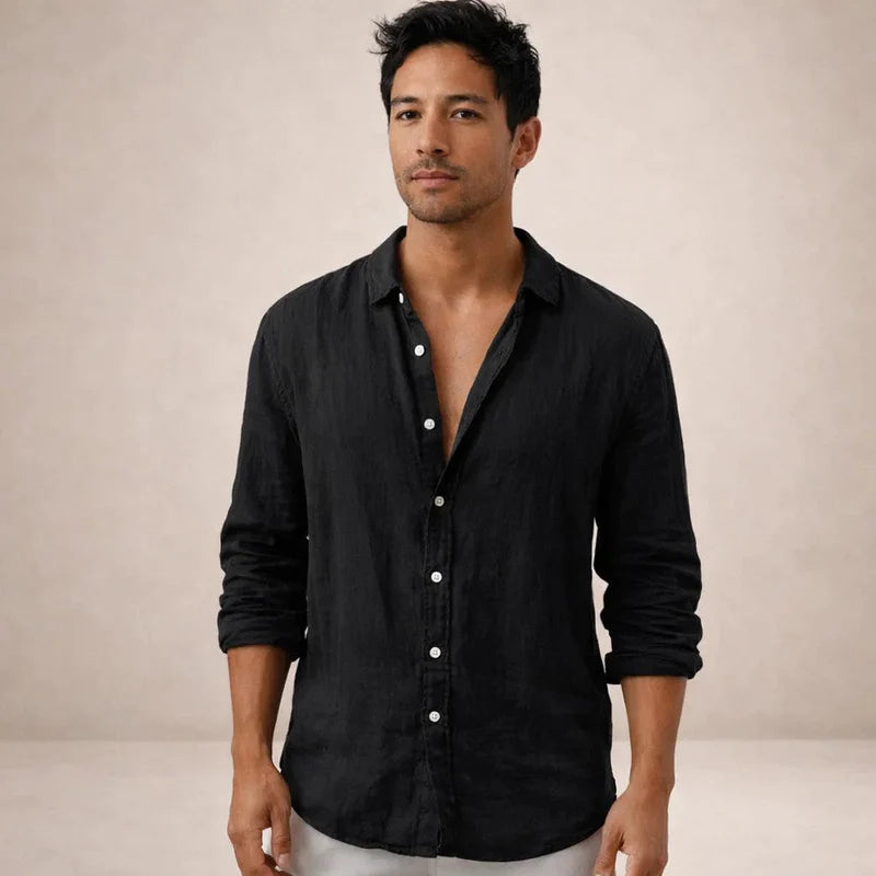Men's Open Collar Long Sleeve Shirt