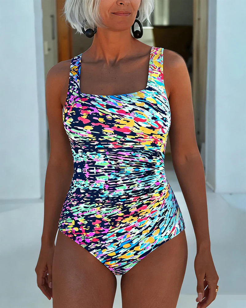 Square Neck One Piece Swimsuit
