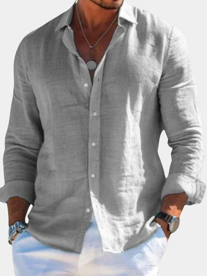 Casual Button-Front Point Collar Shirt