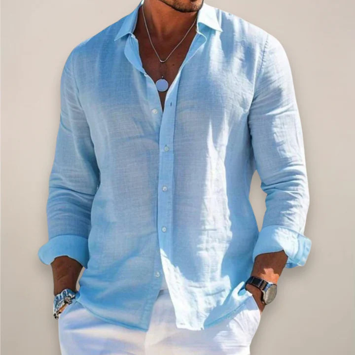 Casual Button-Front Point Collar Shirt