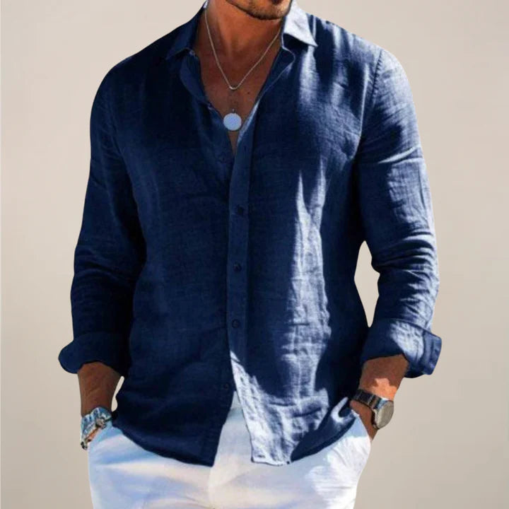 Casual Button-Front Point Collar Shirt