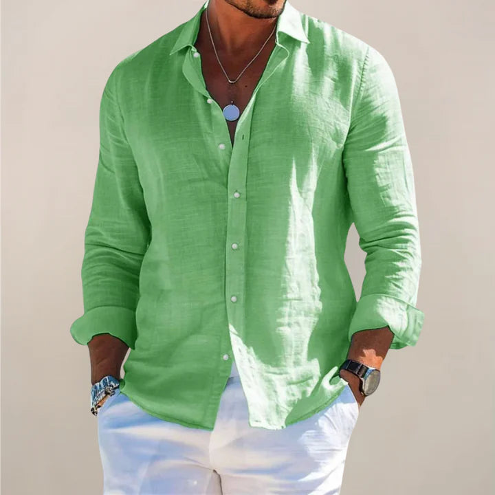Casual Button-Front Point Collar Shirt