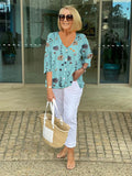 Floral V-Neck Button-Front Blouse