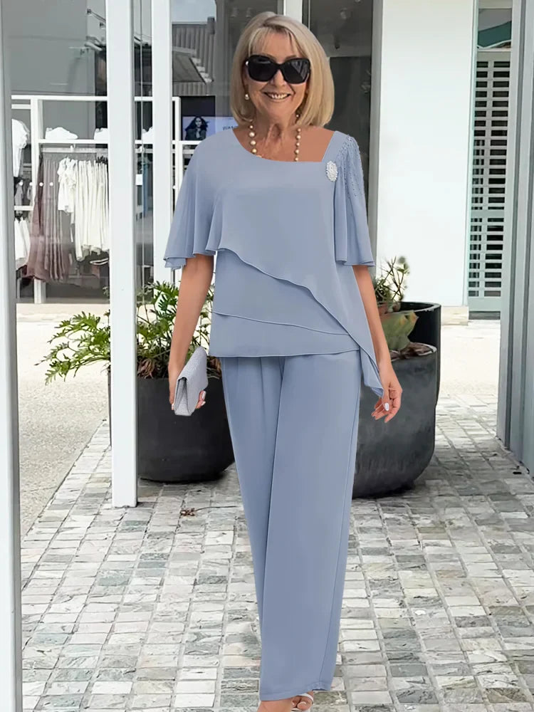 Cape Top and Trouser Two-Piece Set