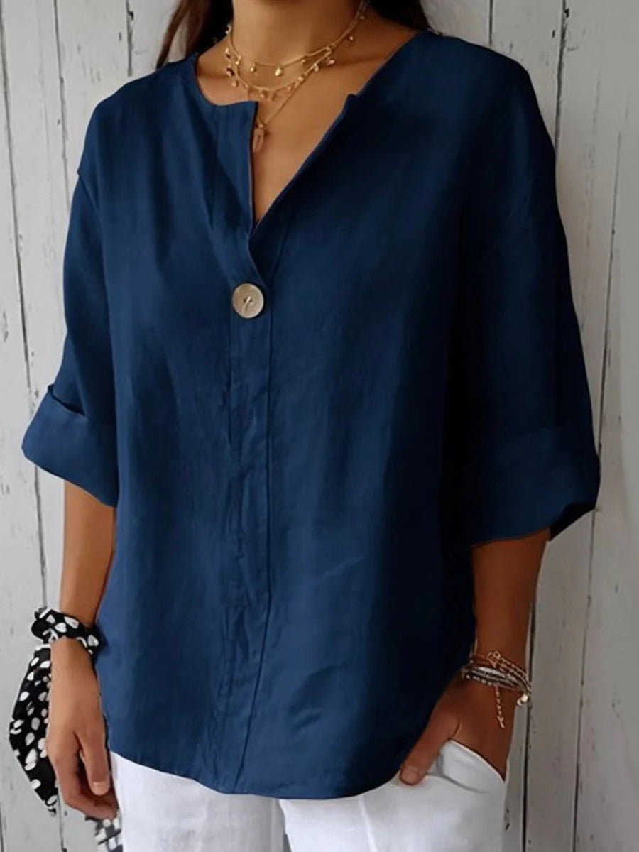 Relaxed One-Button Blouse