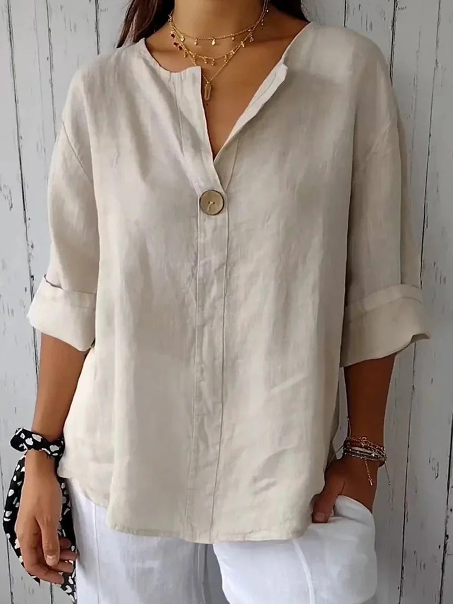 Relaxed One-Button Blouse