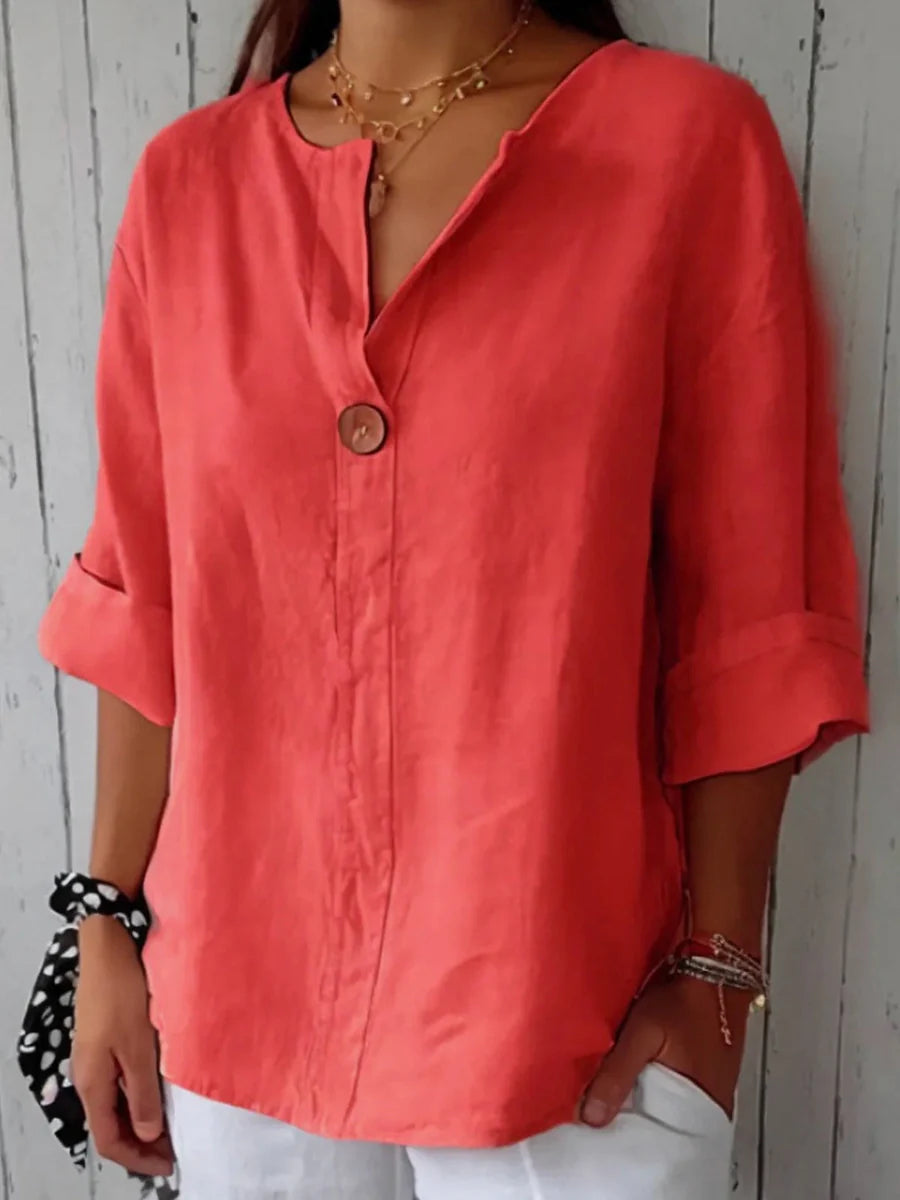 Relaxed One-Button Blouse