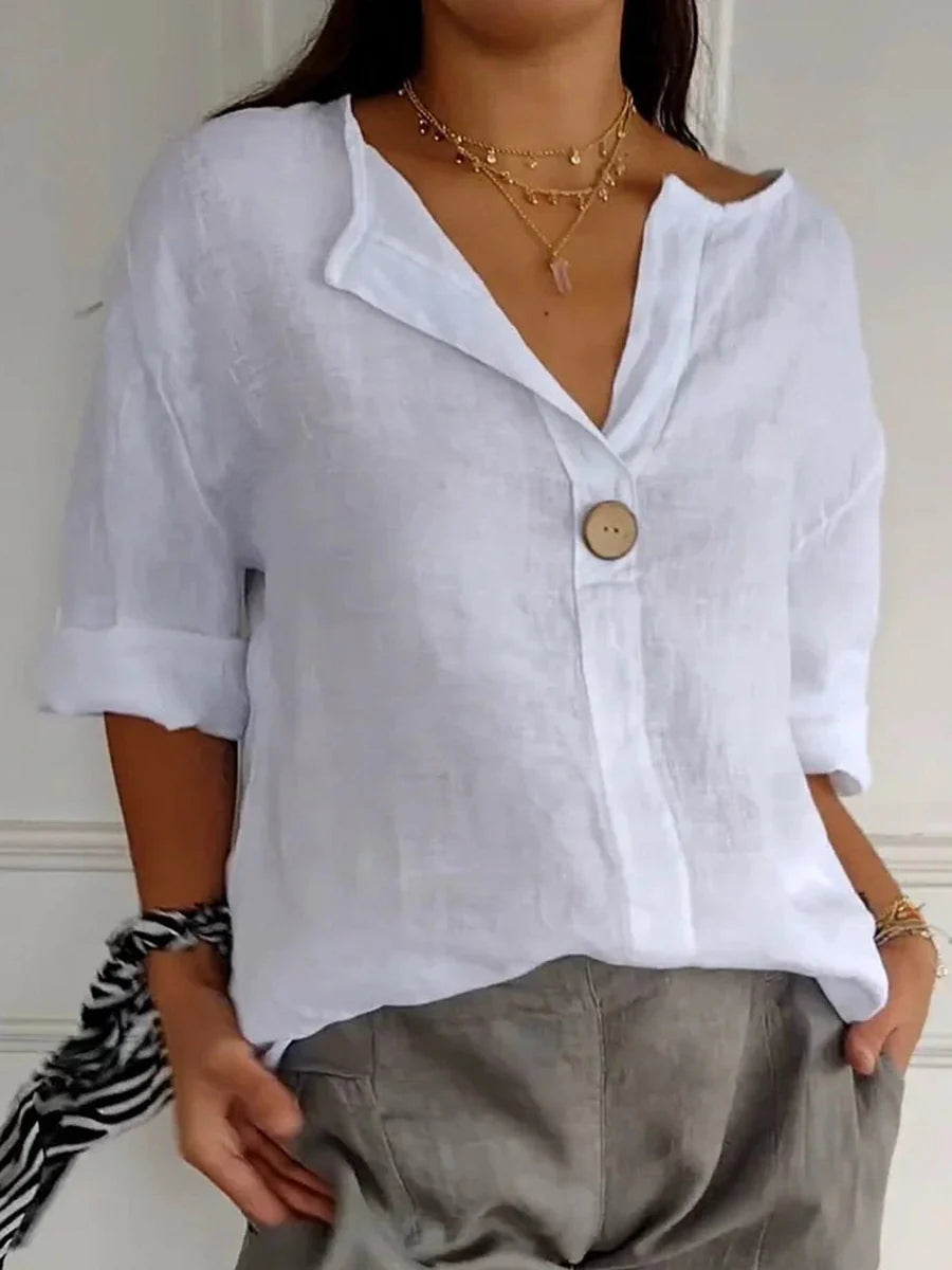 Relaxed One-Button Blouse