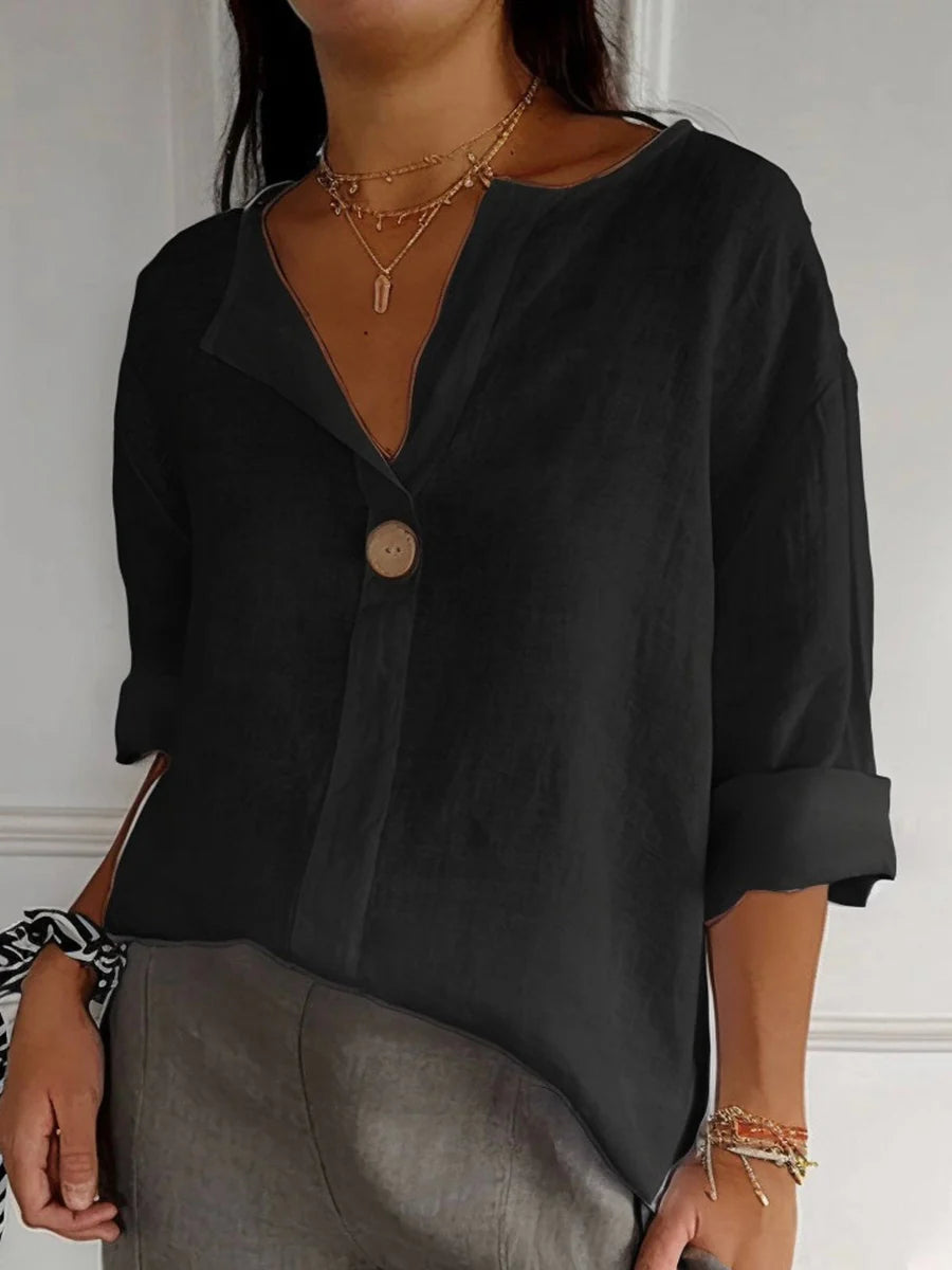 Relaxed One-Button Blouse