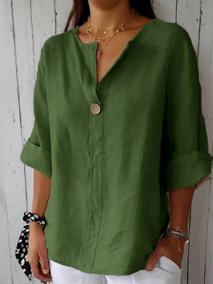 Relaxed One-Button Blouse