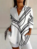 Long-Sleeve Abstract Stripe Blouse