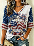 Short-Sleeve Patriotic Anniversary V-Neck