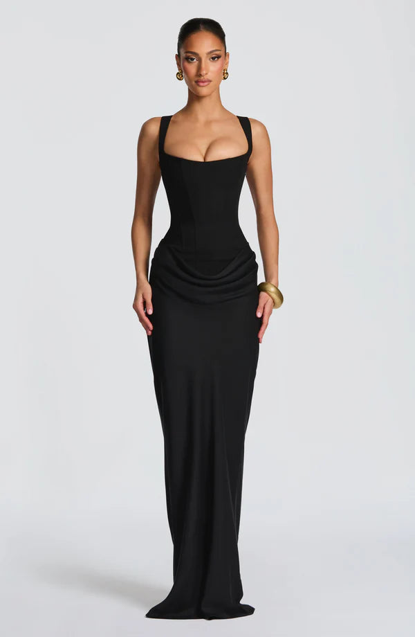 Lace-Up Corset Maxi Dress