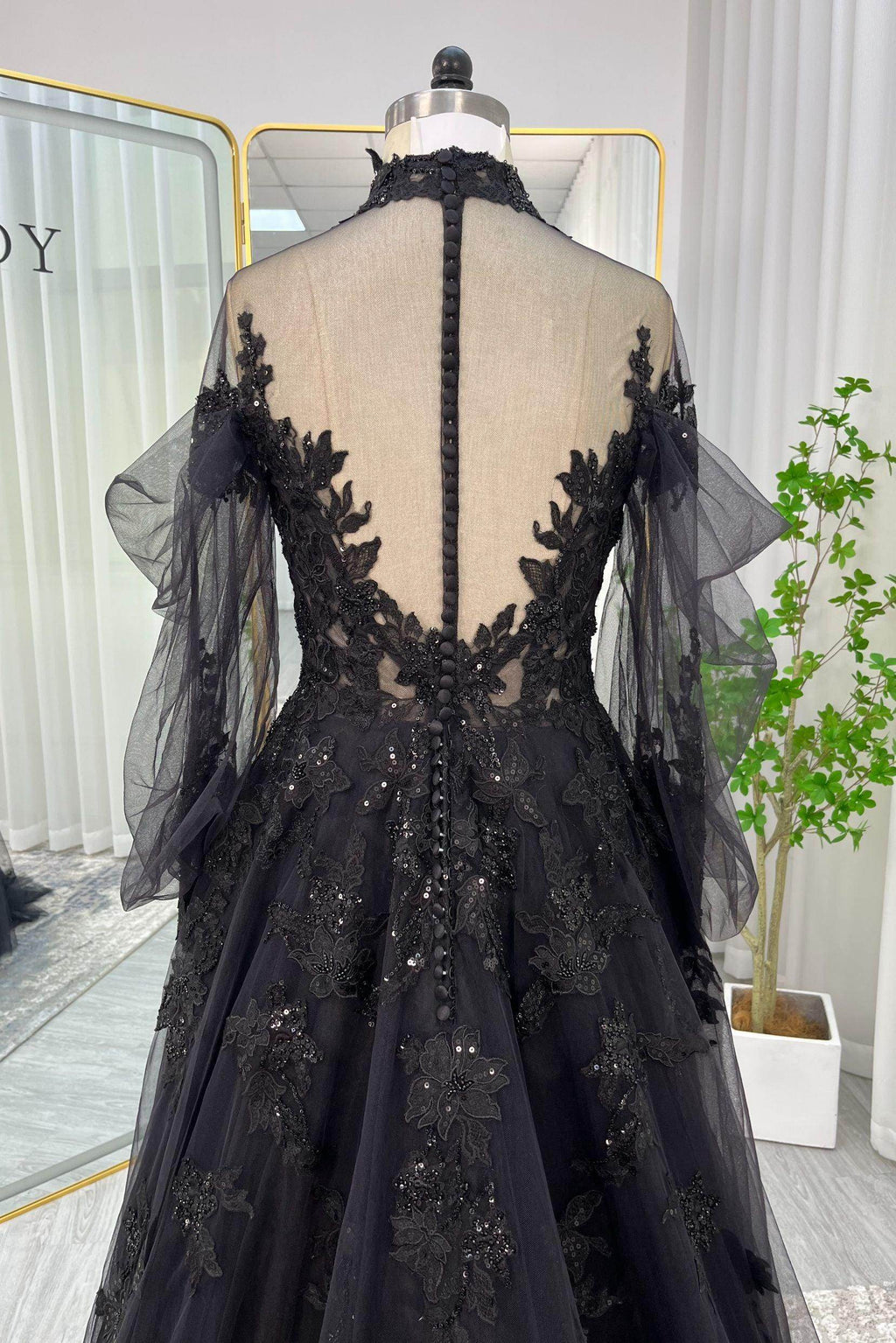 A-Line Court Train Floral Overlay Wedding Dress