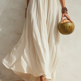 Cream White Sleeveless Maxi Dress