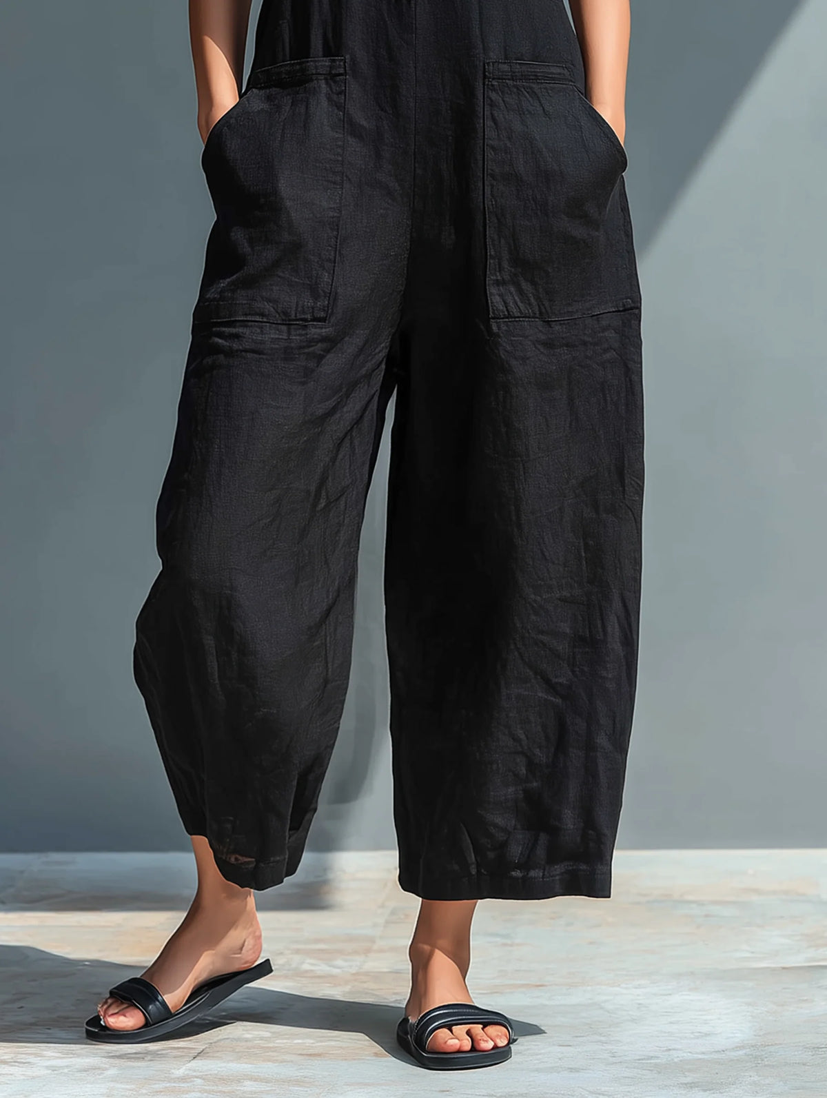 Stand-Collar Sleeveless Jumpsuit
