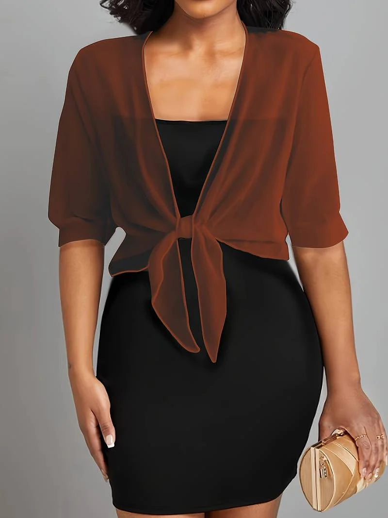 Sheer Tie-Front Cardigan