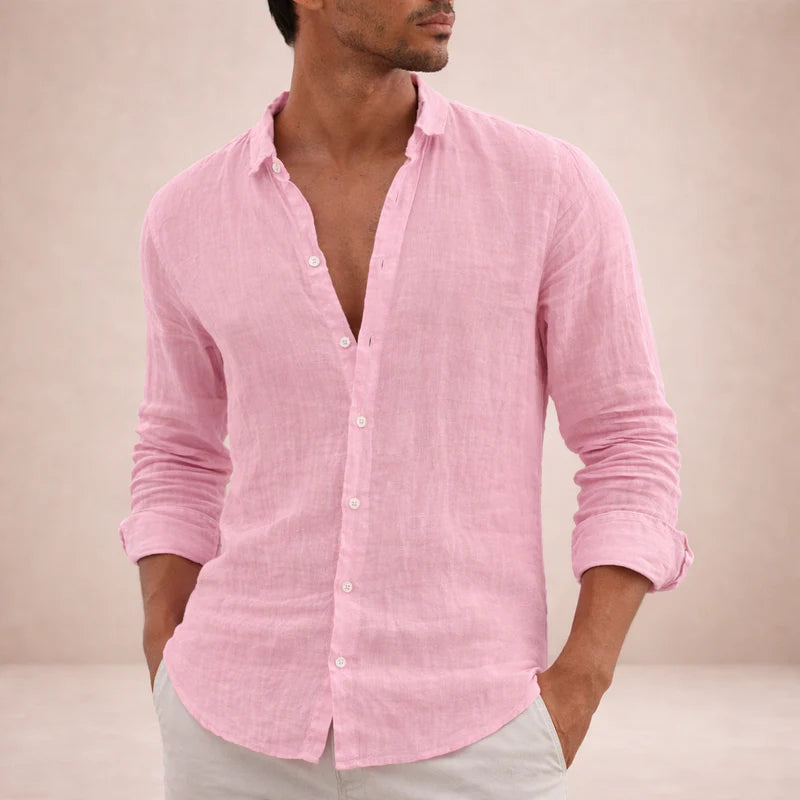Men's Open Collar Long Sleeve Shirt