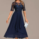 Embellished Lace Midi Dress