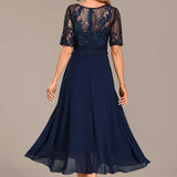 Embellished Lace Midi Dress