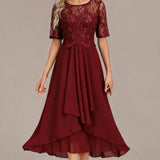Embellished Lace Midi Dress