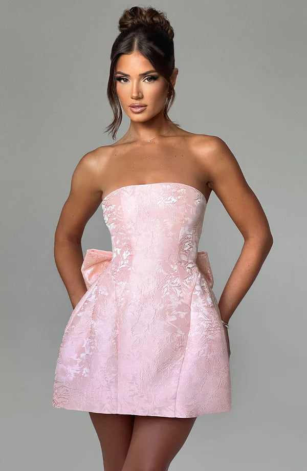 Strapless Bow Mini Dress