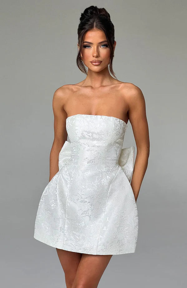 Strapless Bow Mini Dress