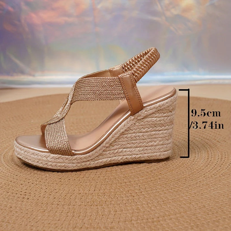 Woven Criss-Cross Wedge Sandals