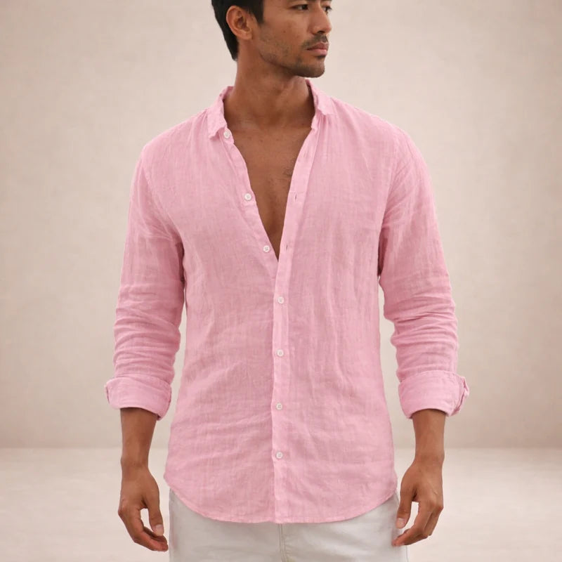 Men's Open Collar Long Sleeve Shirt