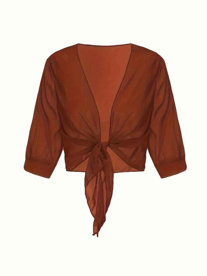 Sheer Tie-Front Cardigan