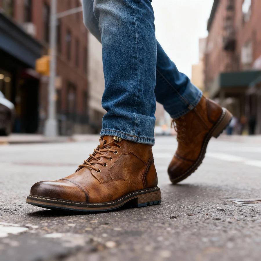 Lace-Up Cap-Toe Combat Boots