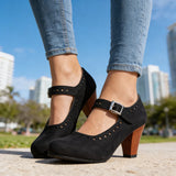 Brogue Mary Jane Block Heels