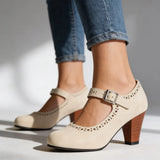 Brogue Mary Jane Block Heels