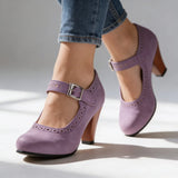 Brogue Mary Jane Block Heels