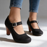 Brogue Mary Jane Block Heels