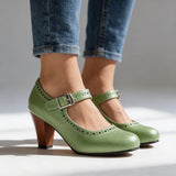 Brogue Mary Jane Block Heels