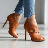 Open-Toe Buckle Stiletto Heels