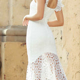 Sweetheart Frill Cap Sleeve Lace Dress
