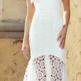 Sweetheart Frill Cap Sleeve Lace Dress